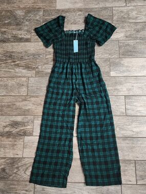 Draper James Maren Green Plaid Jumpsuit New Size S